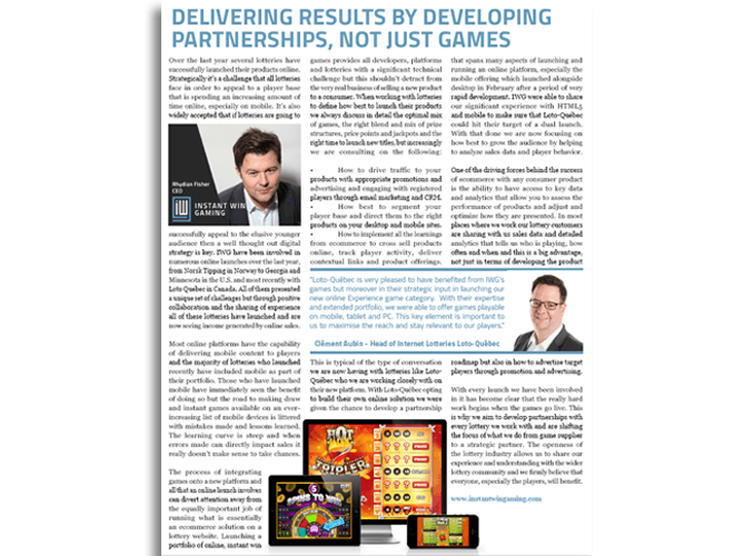 Delivering Results by Developing Partnerships, Not Just Games